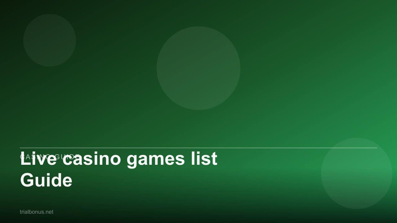 Live casino games list Guide review
