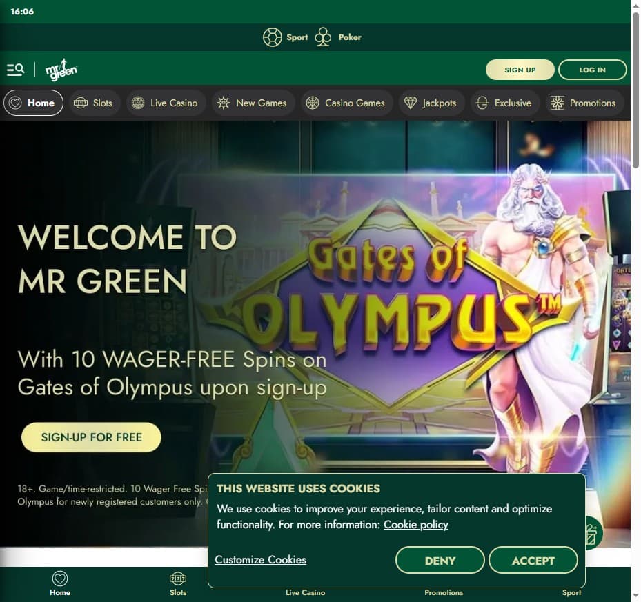 Mr green: Welcome Offer and Promotions