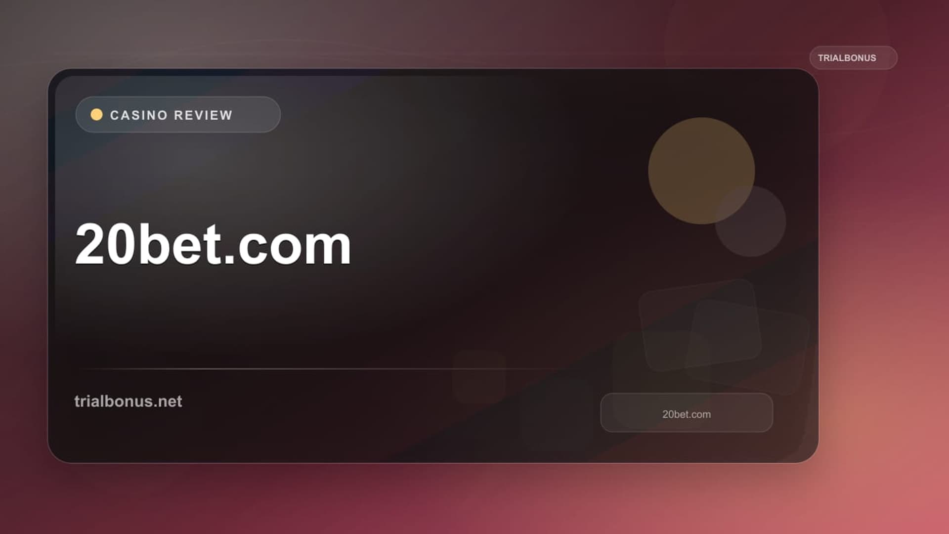 20BET Casino: Promotion and Account Checks
