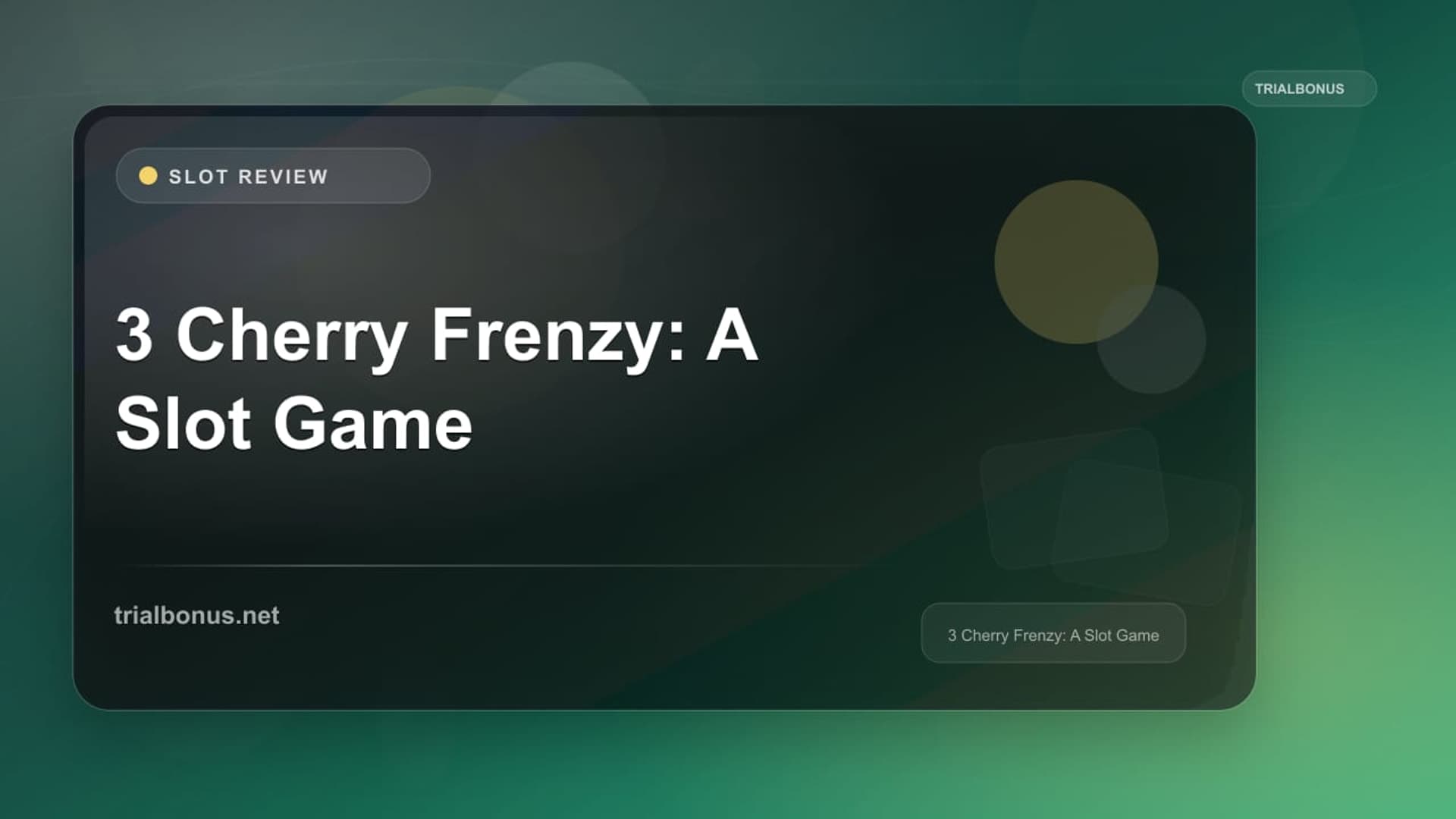 3 Cherry Frenzy: A Slot Game