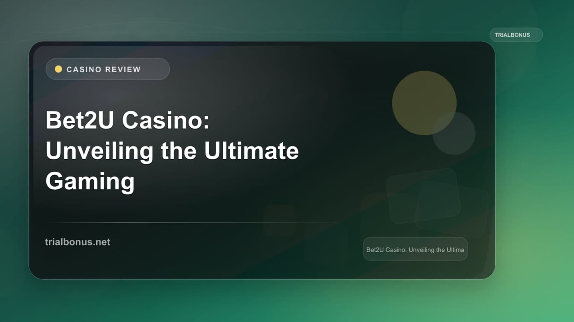 Bet2U Casino: Unveiling the Ultimate Gaming Experience