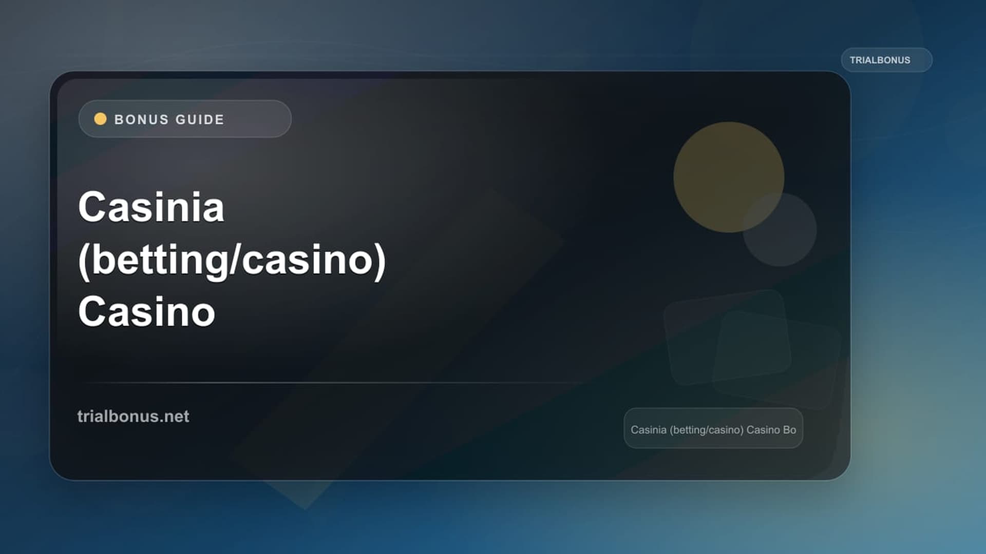 Casinia (betting/casino) Casino Bonus