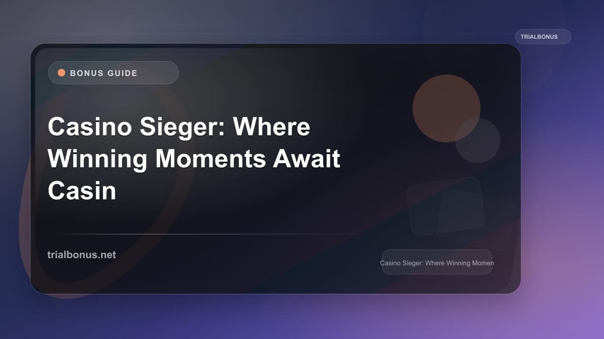 Casino Sieger bonus: terms to verify