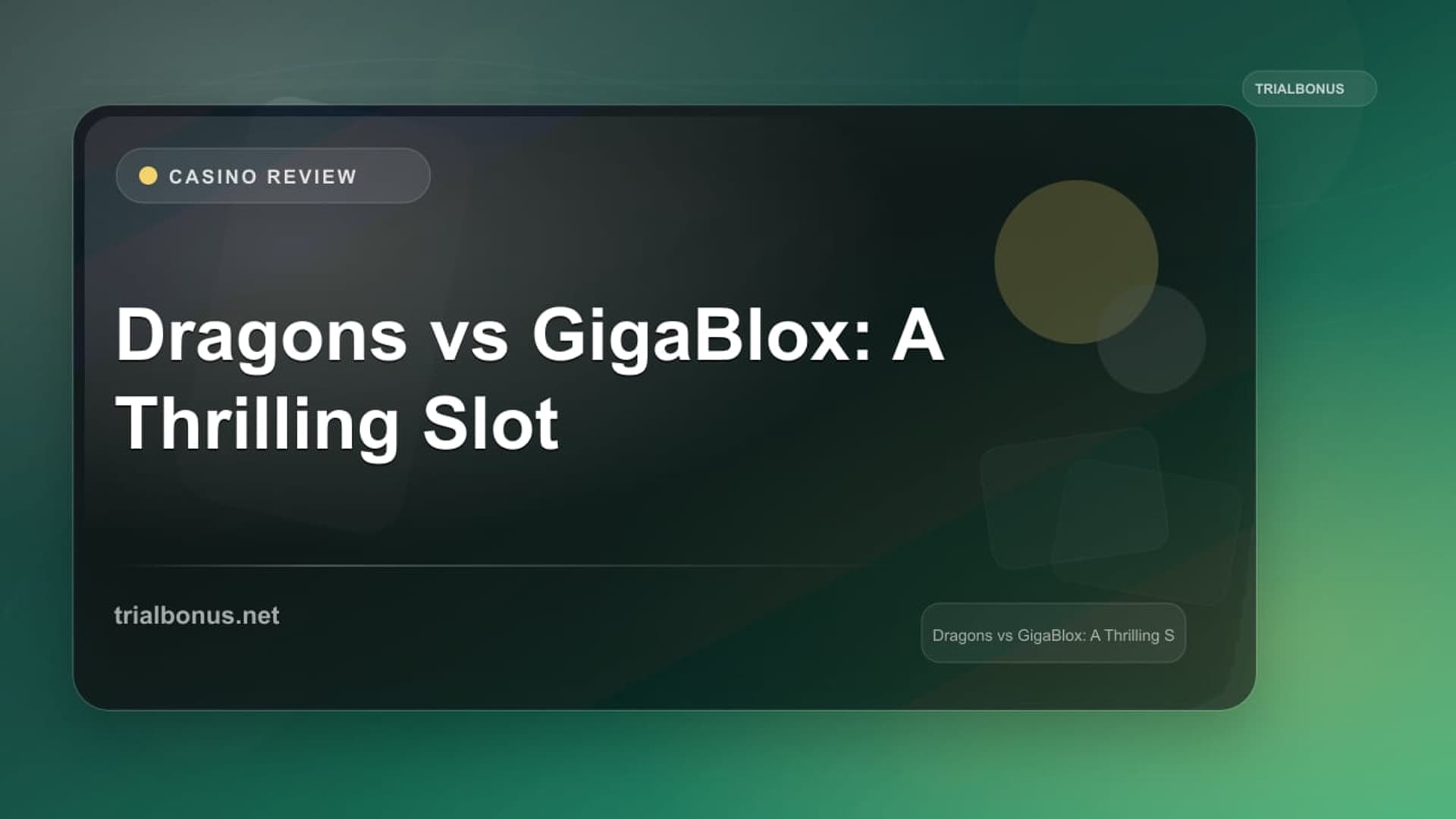 Dragons vs GigaBlox: A Thrilling Slot