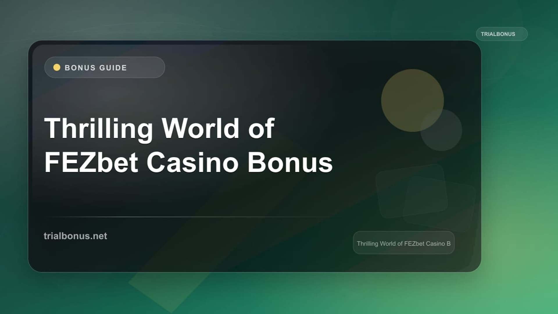 FEZbet Casino Bonus: Terms to Check
