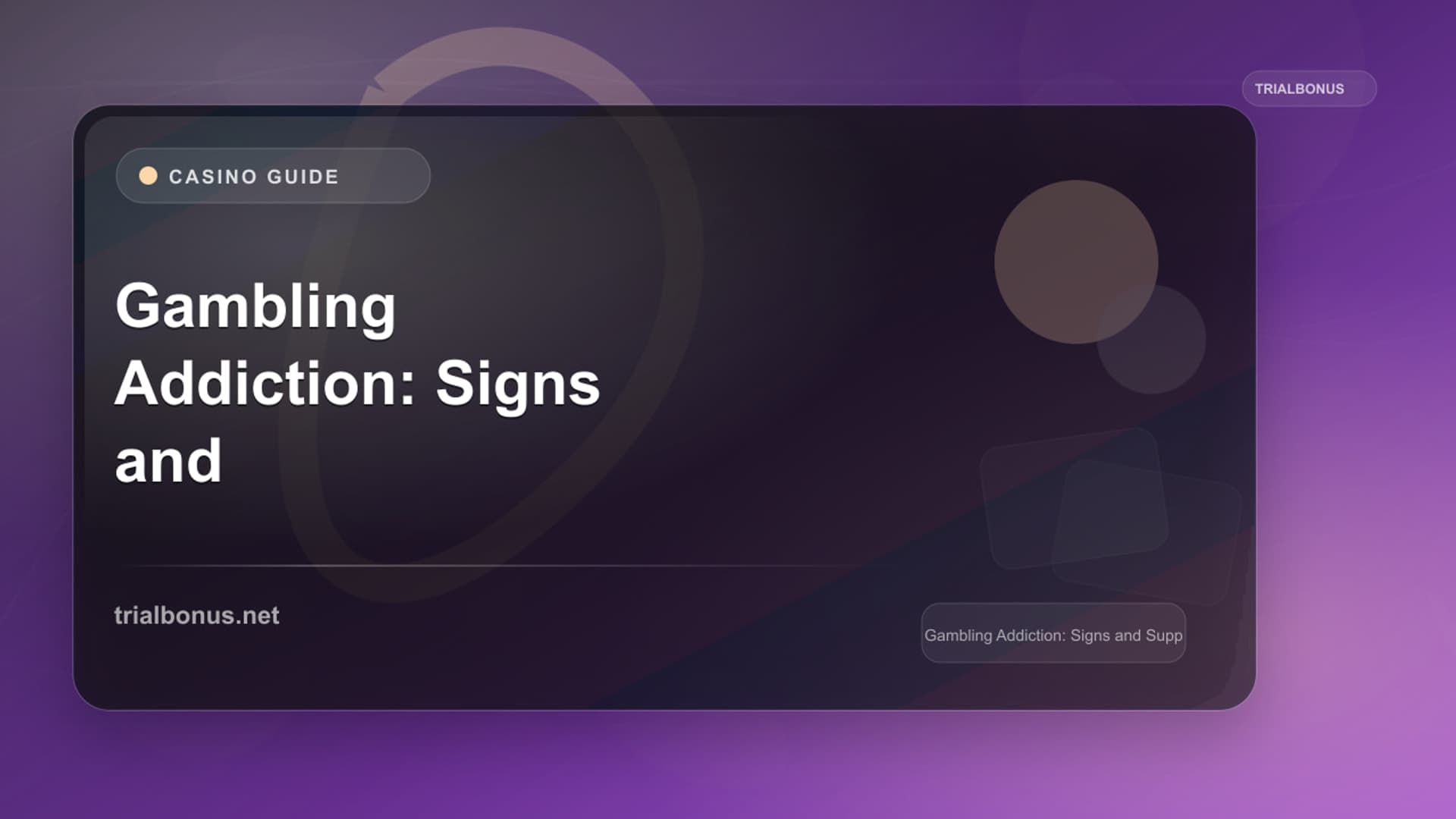 Gambling Addiction: Signs and Support
