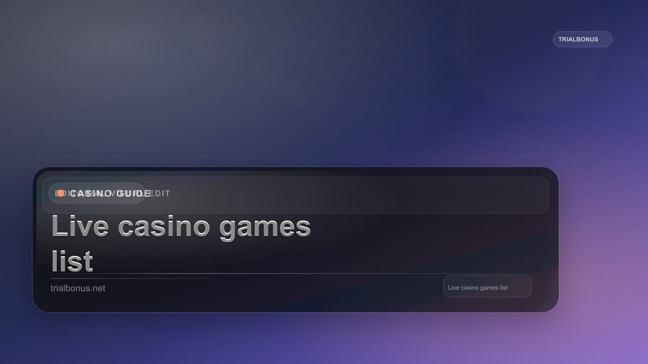 Live casino games list Guide
