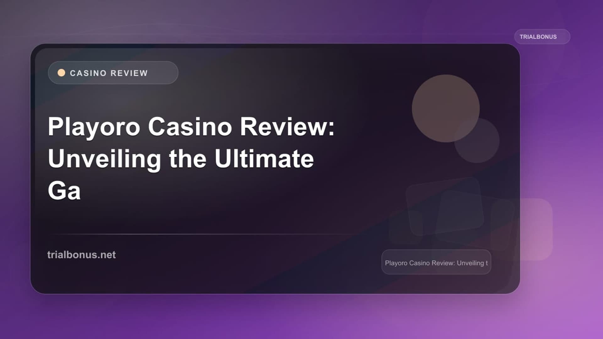 Playoro Casino Review: Unveiling the Ultimate Gambling Experience