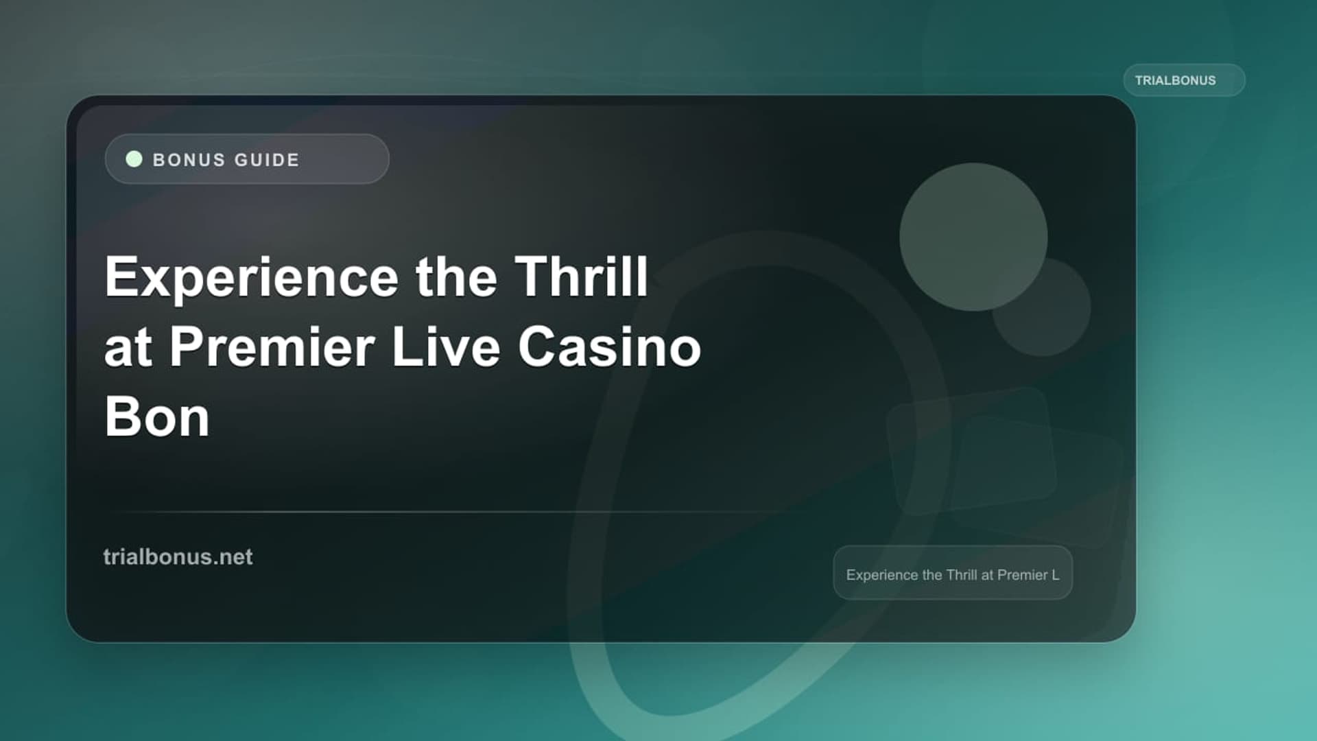 Experience the Thrill at Premier Live Casino Bonus