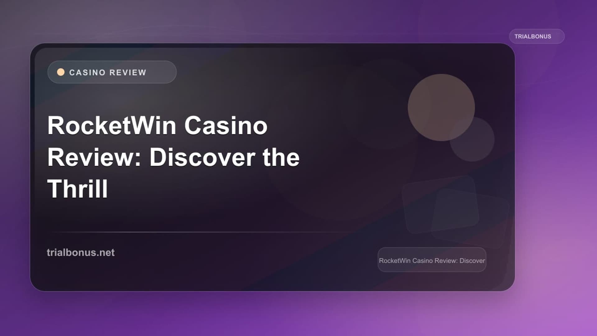 RocketWin Casino Review: Discover the Thrill of Winning!