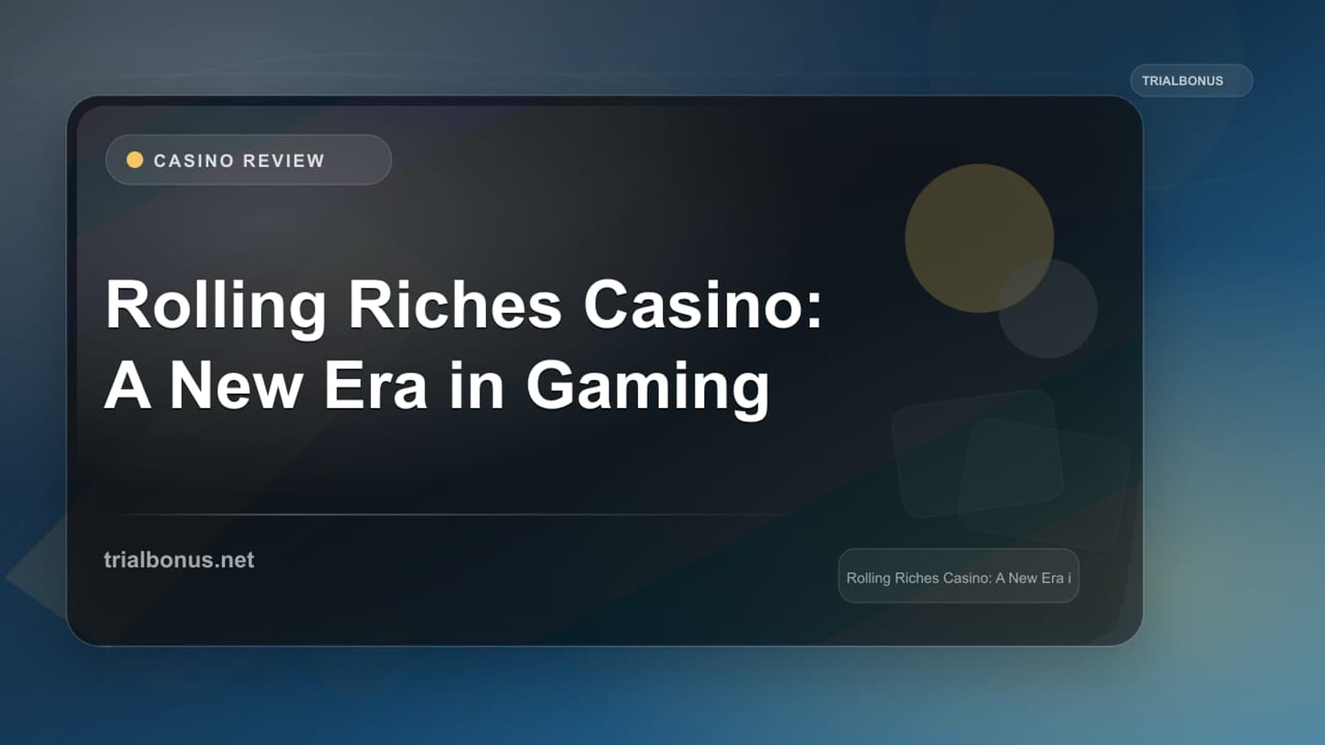 Rolling Riches Casino: A New Era in Gaming