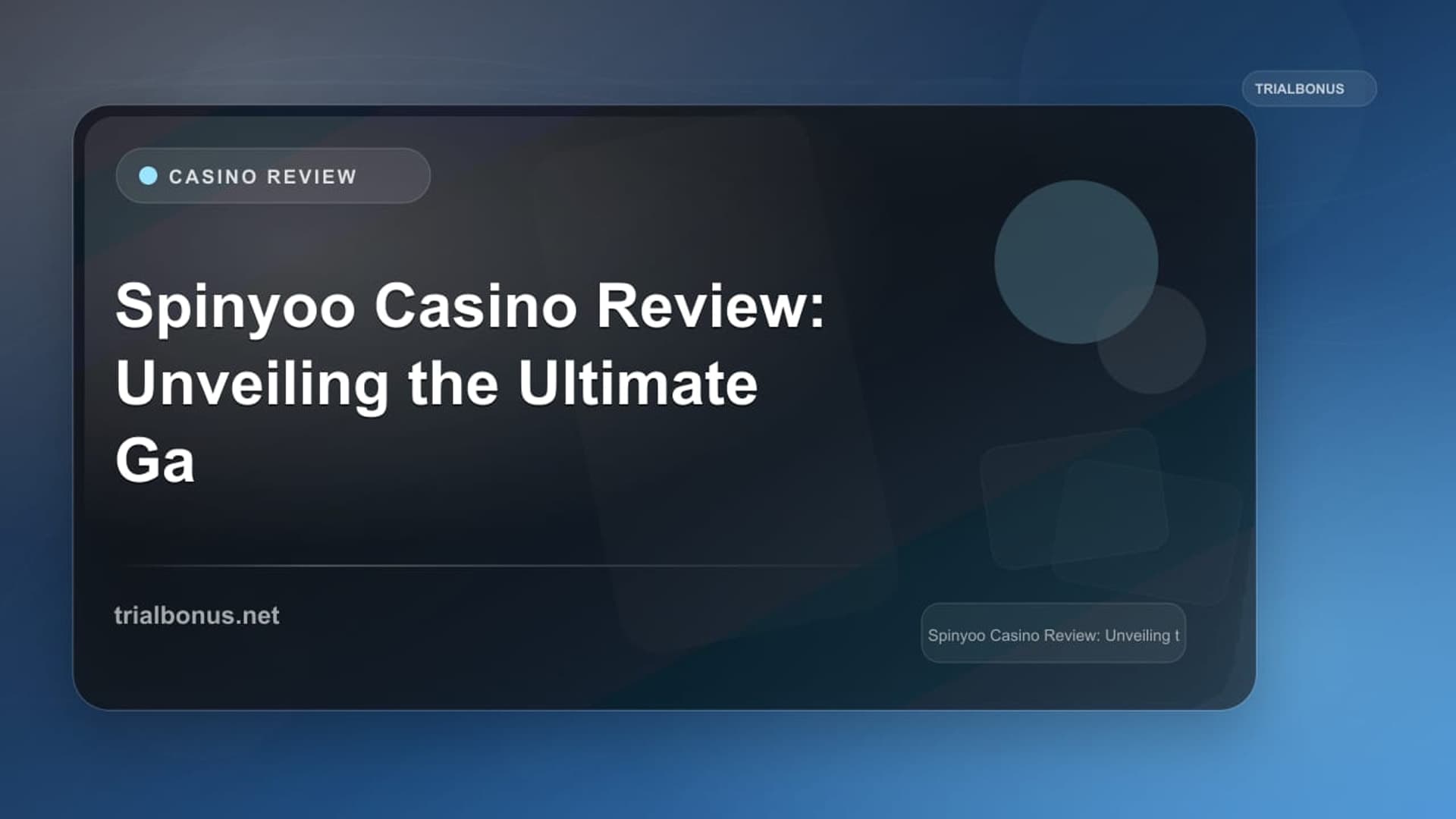 Spinyoo Casino Review: Unveiling the Ultimate Gaming Experience