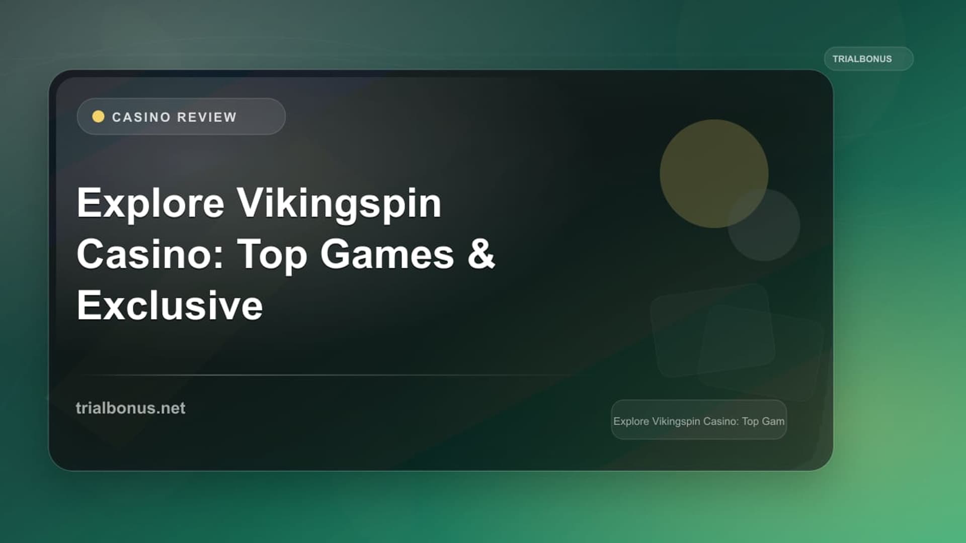Explore Vikingspin Casino: Top Games & Exclusive Bonuses!