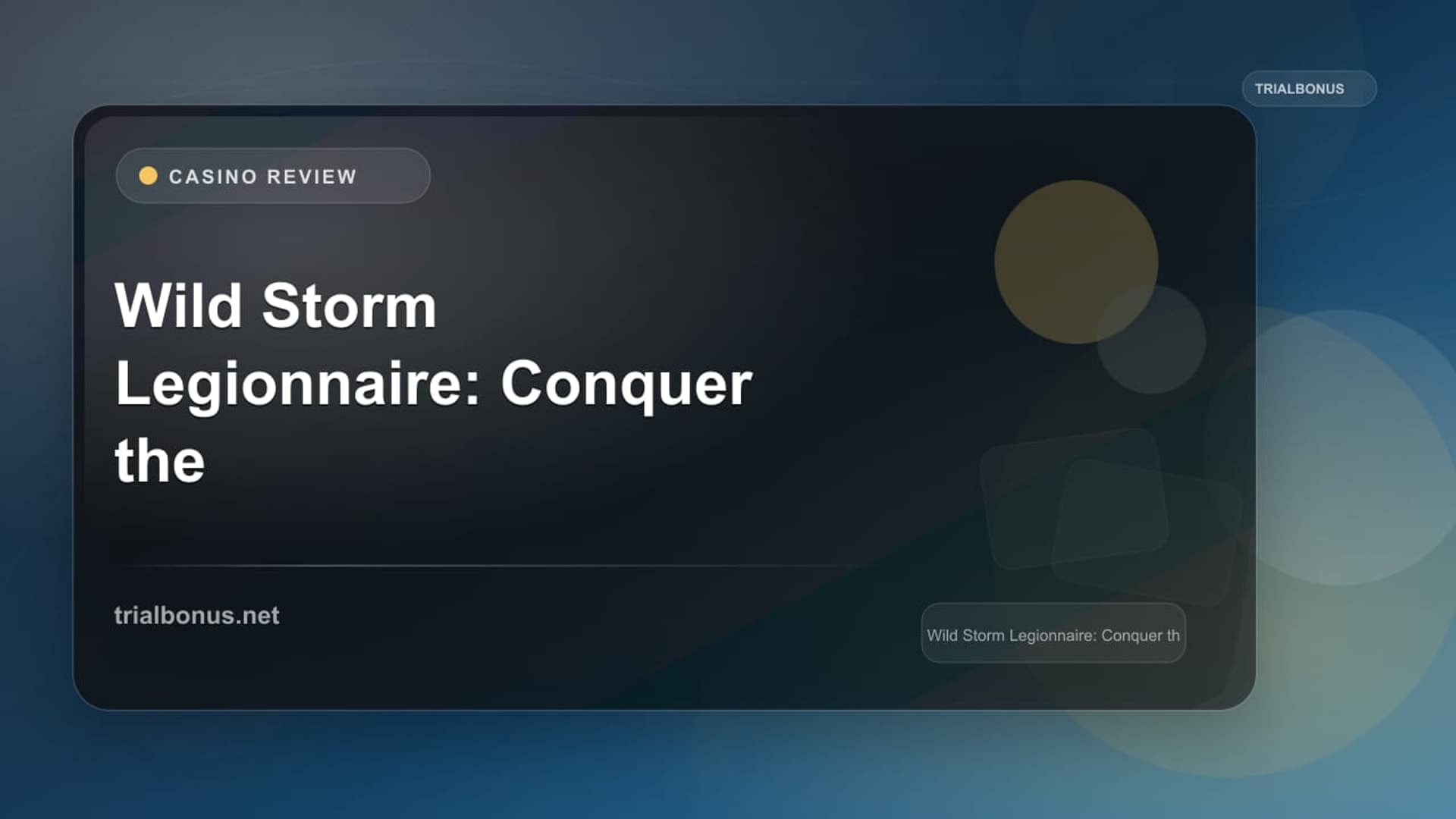 Wild Storm Legionnaire: Conquer the Elements in Slot Gaming