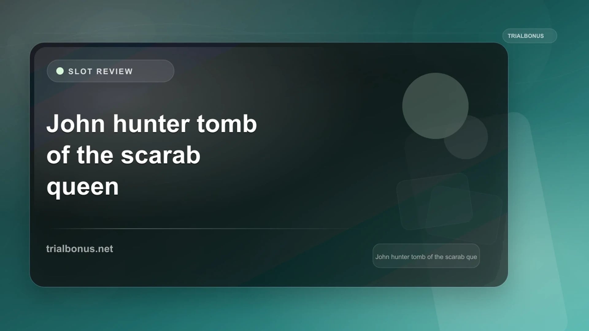 John hunter tomb of the scarab queen slot UK review