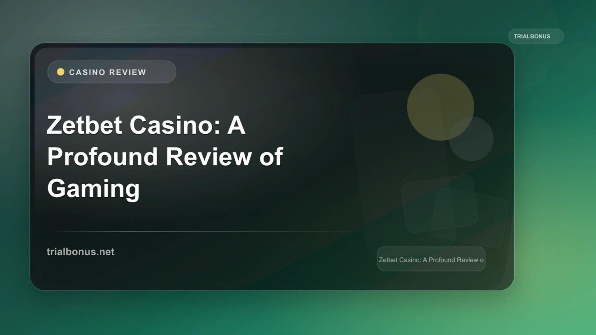 Zetbet Casino: A Profound Review of Gaming Excellence review