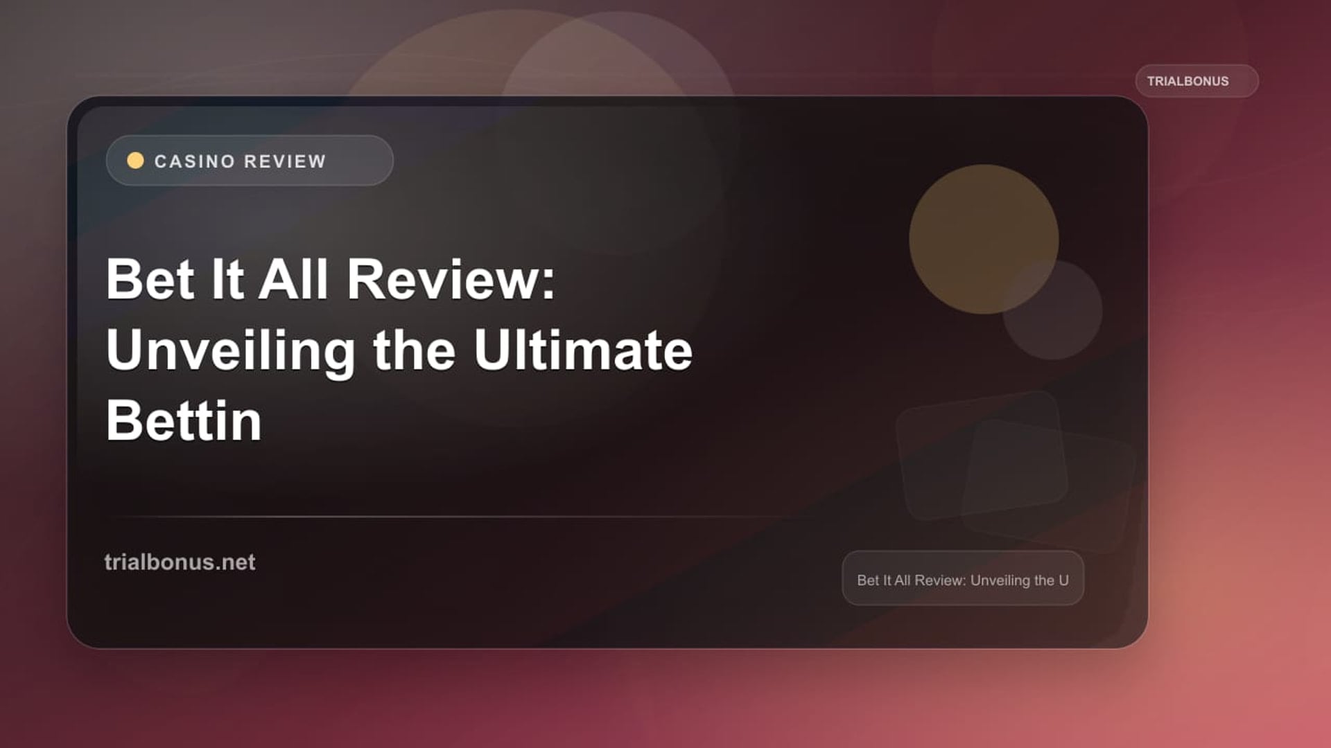 Bet It All Review: Unveiling the Ultimate Betting Experience review