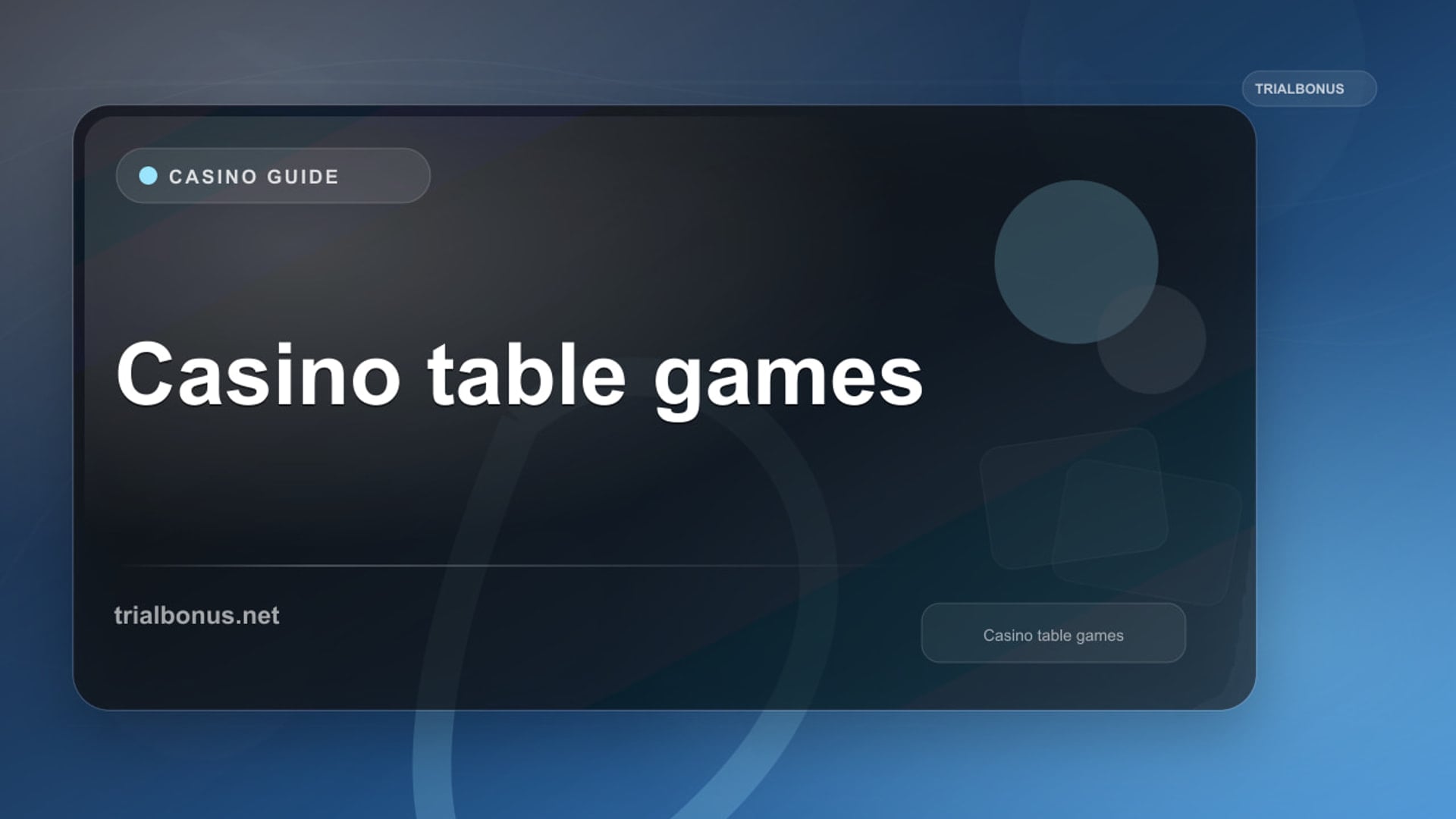 Casino table games Guide review