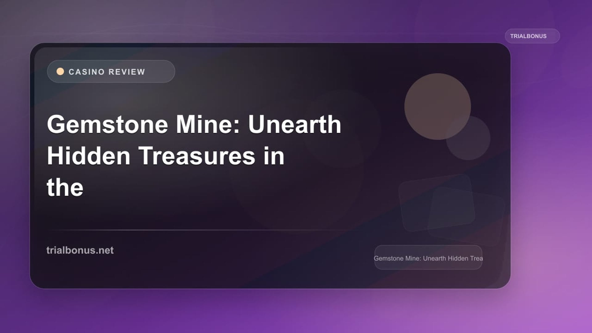 Gemstone Mine: Unearth Hidden Treasures in the Depths review