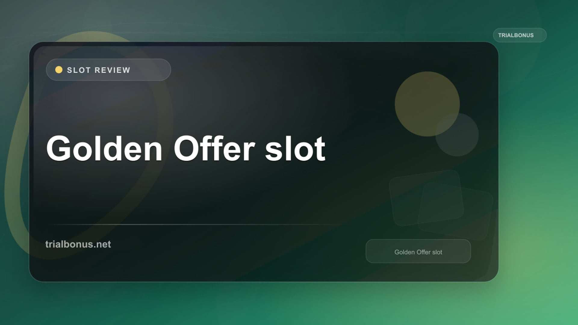 Golden Offer Slot: What to Check Before Playing review