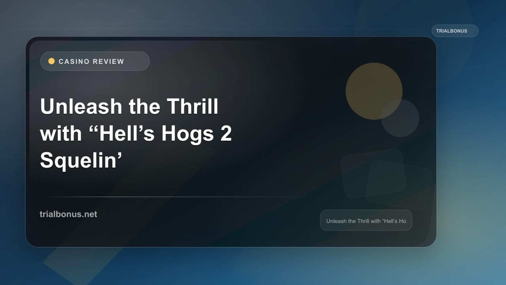 Hell's Hogs 2 Squealin' Wheels Slot Review review