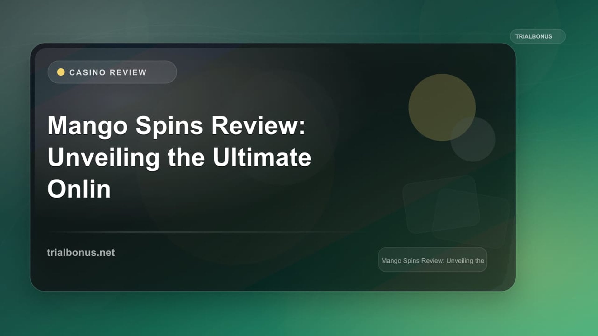 Mango Spins Review: Unveiling the Ultimate Online Gaming Experience review