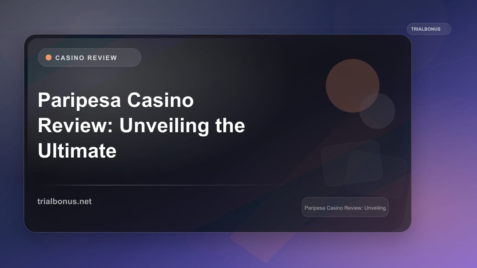 Paripesa Casino Review: Unveiling the Ultimate Gaming Experience review