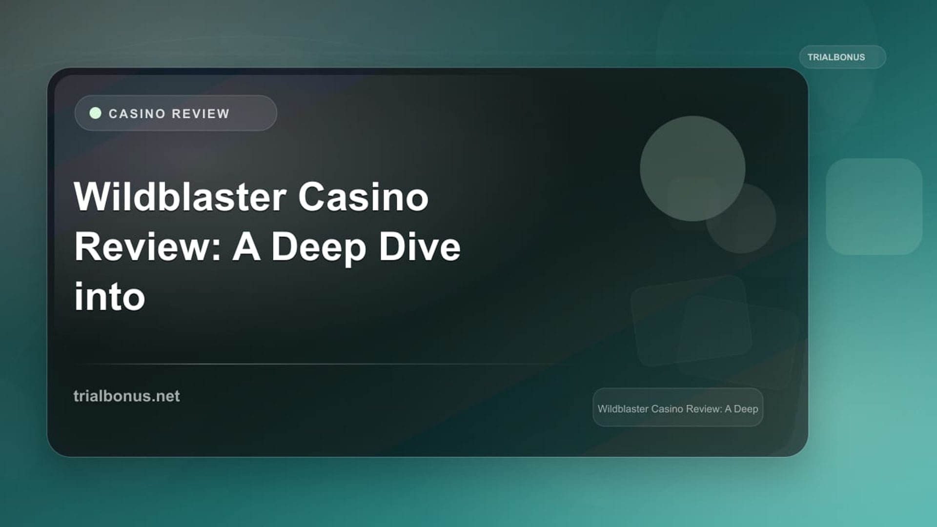 Wildblaster Casino Review: A Deep Dive into Gaming Excellence review