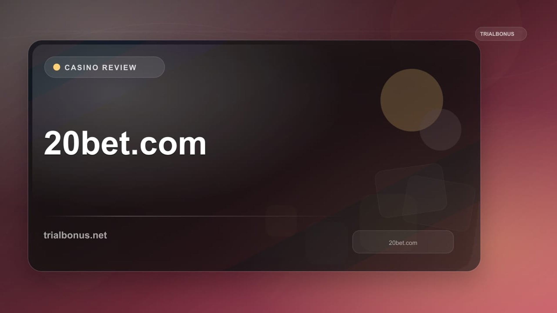 20BET Casino: Promotion and Account Checks review