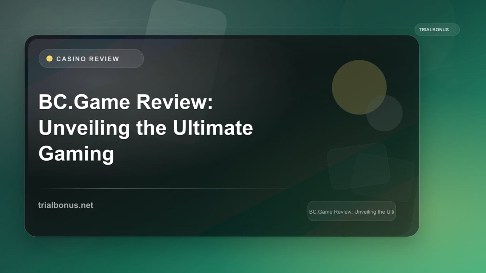 BC.Game Review: Unveiling the Ultimate Gaming Experience review