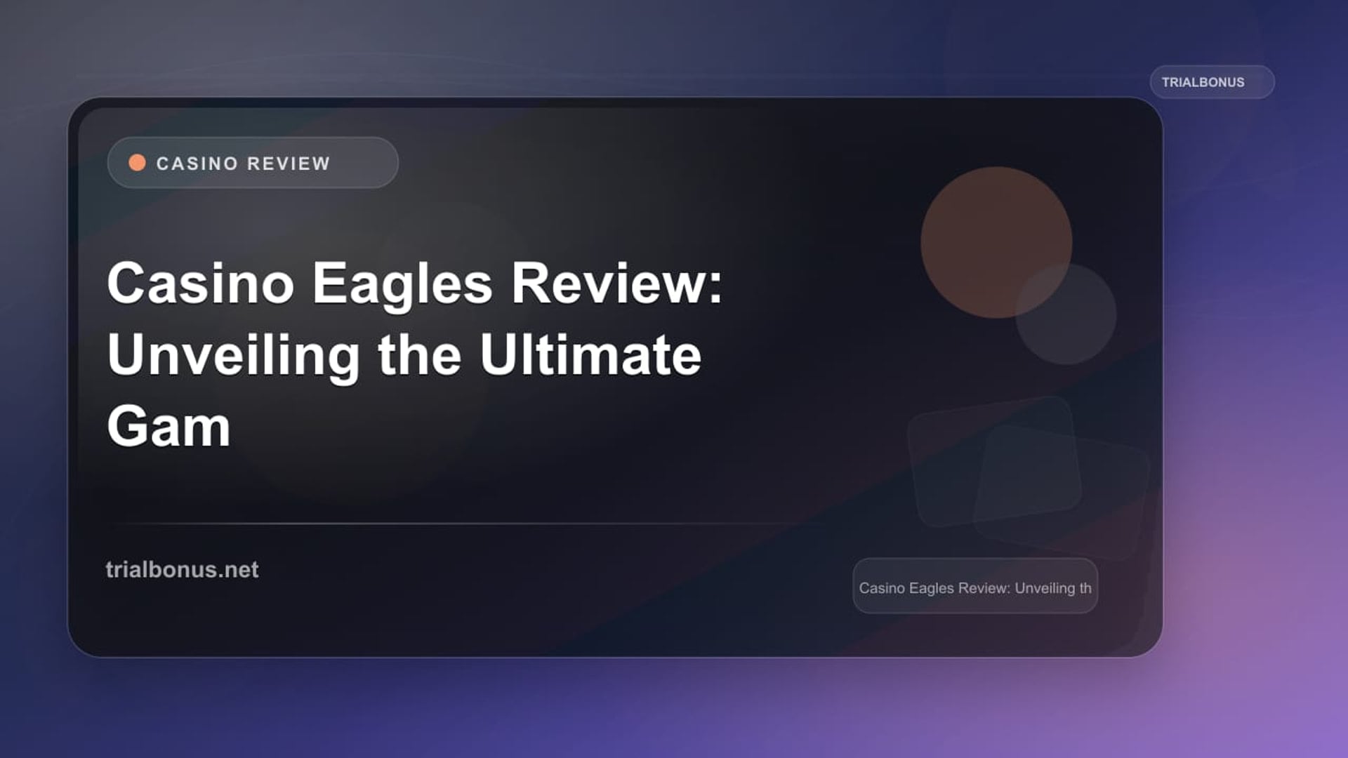 Casino Eagles: Details to Check Before Joining review