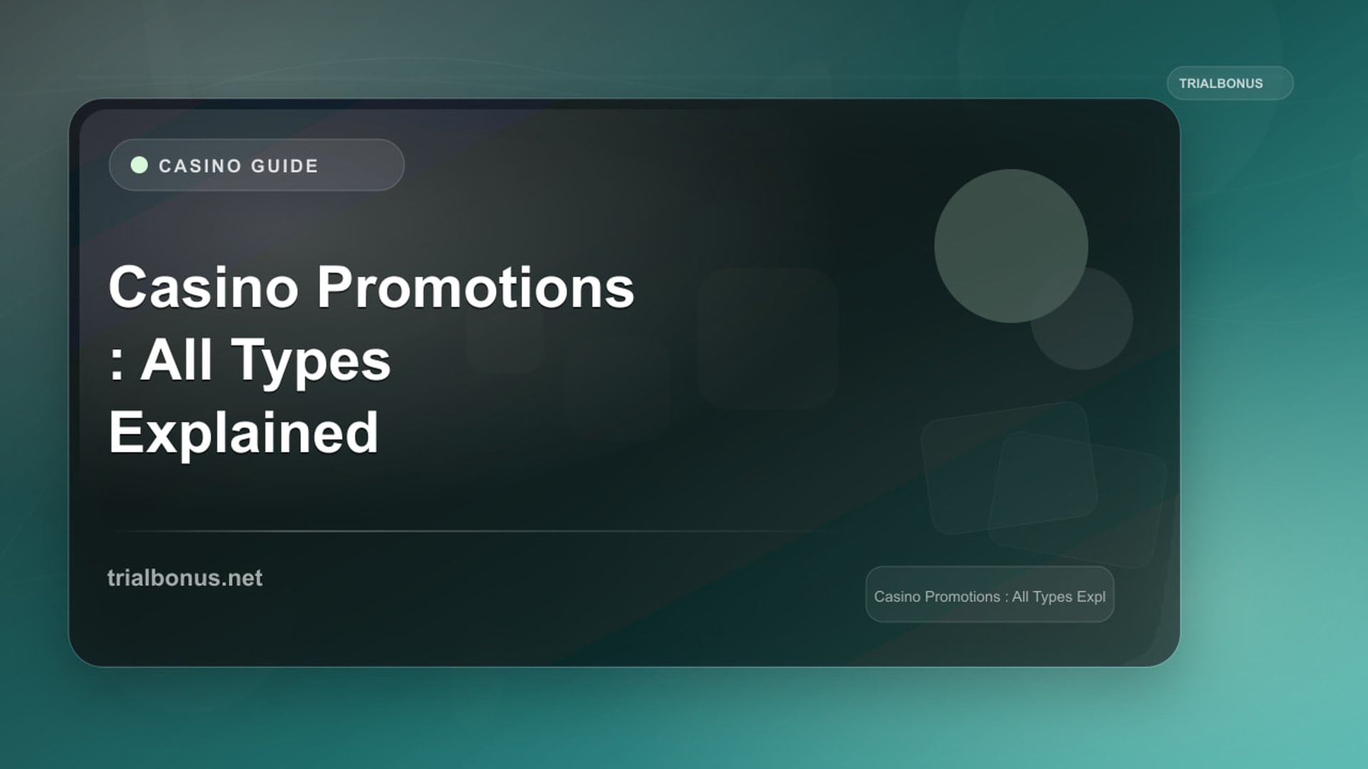 Casino Promotions Guide: All Bonus Types Explained review