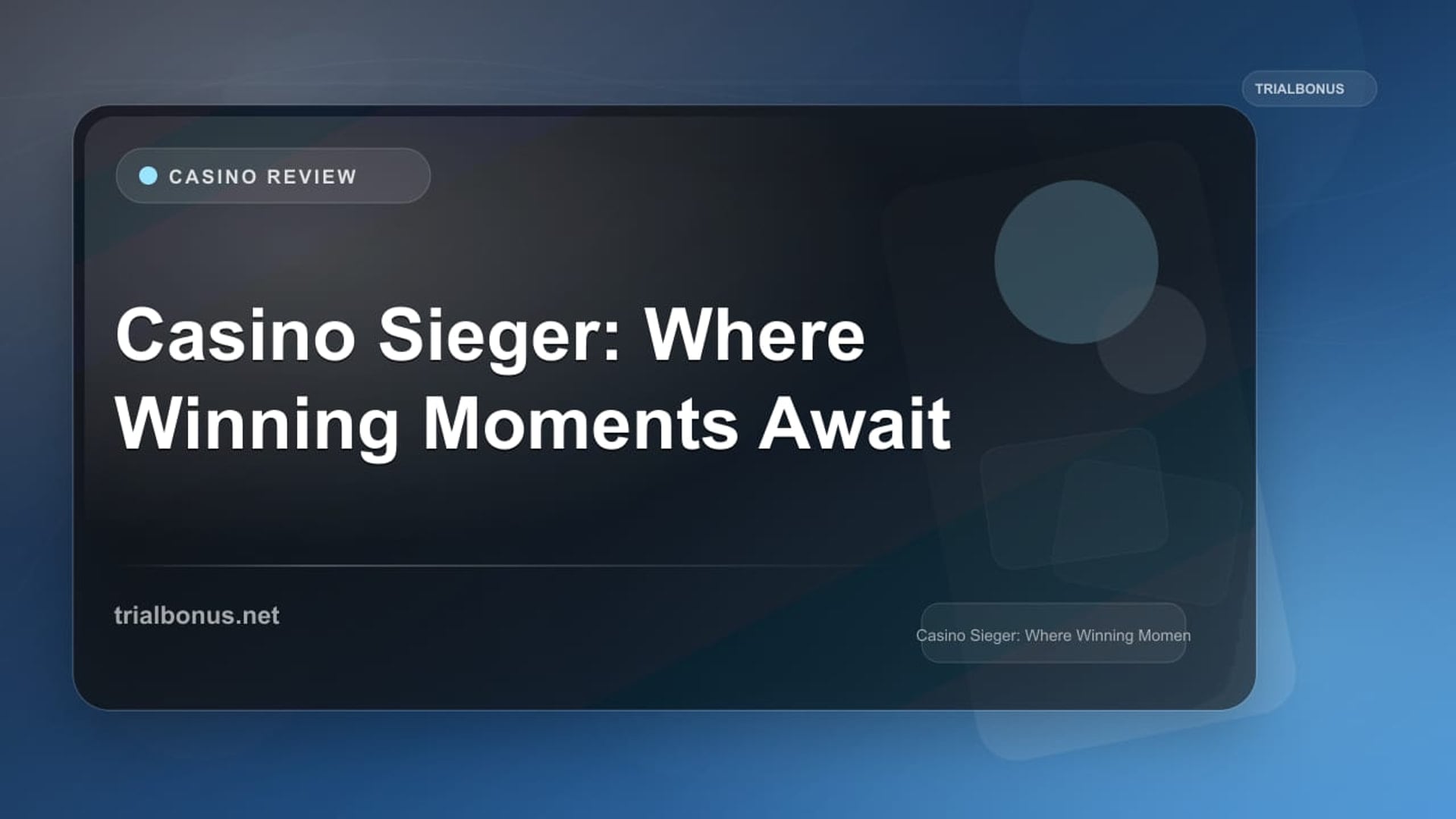 Casino Sieger: Where Winning Moments Await review