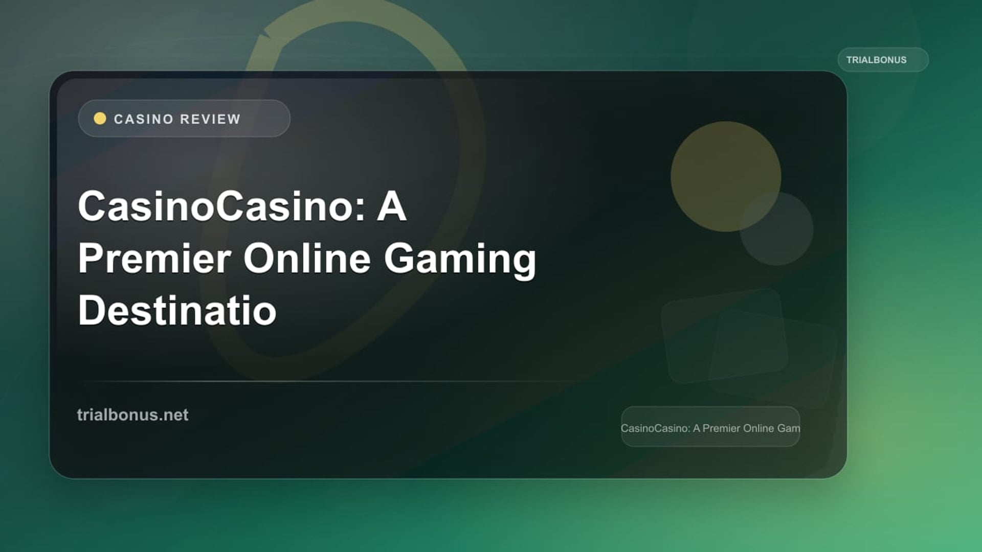 CasinoCasino: A Premier Online Gaming Destination review