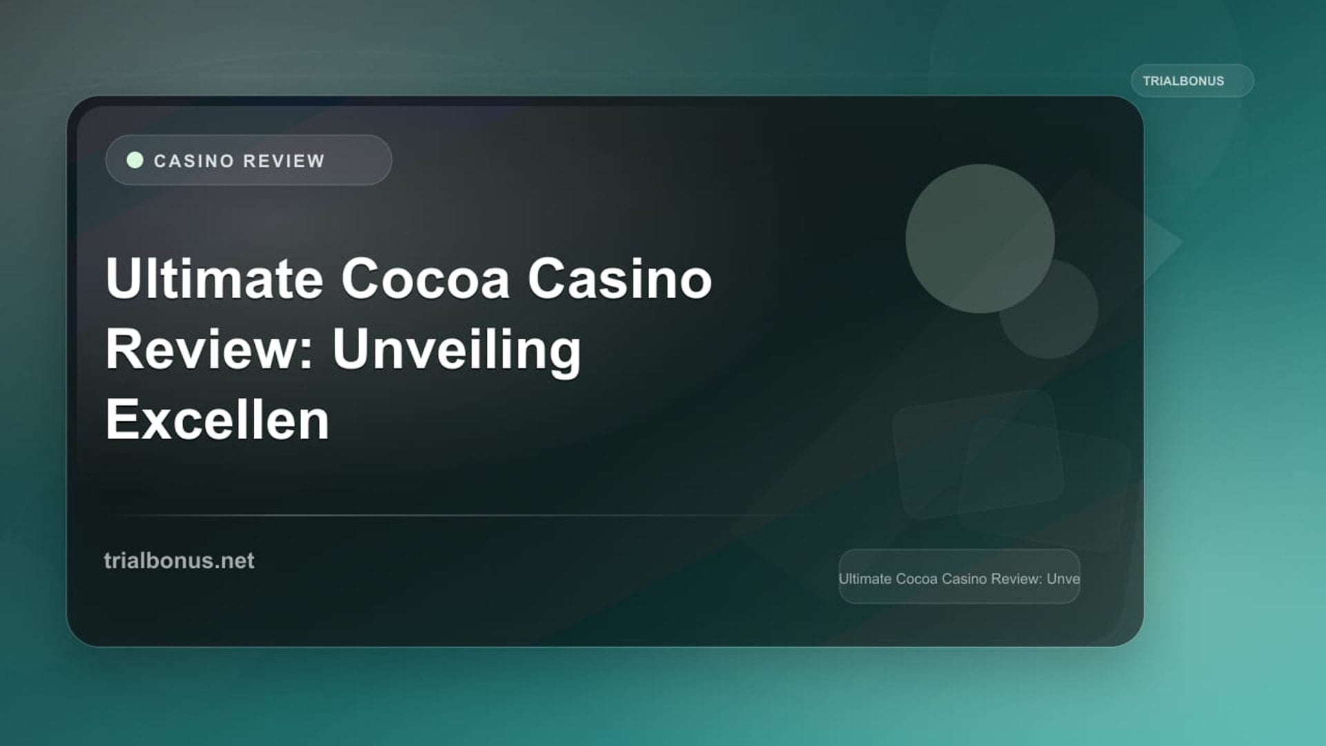 Ultimate Cocoa Casino Review: Unveiling Excellence review