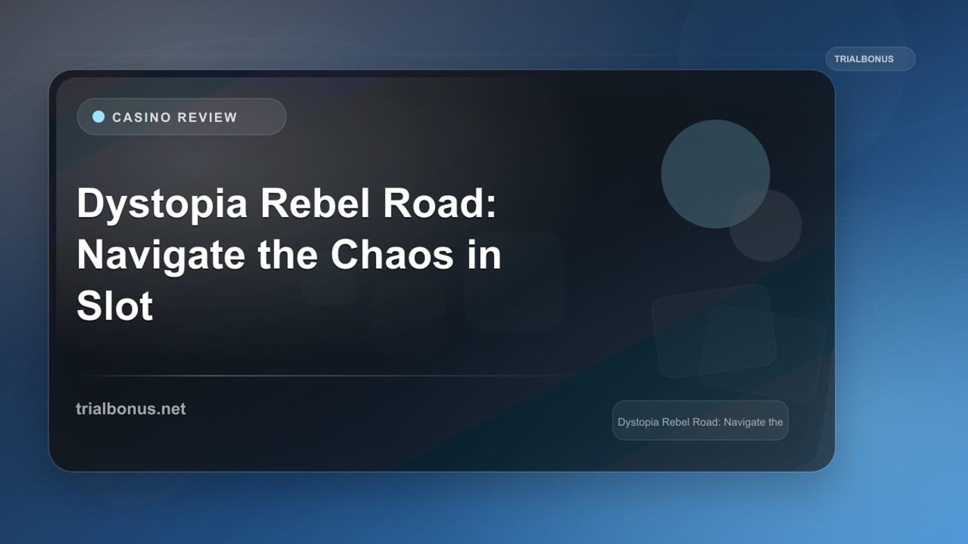 Dystopia Rebel Road: Navigate the Chaos in Slot Gaming review