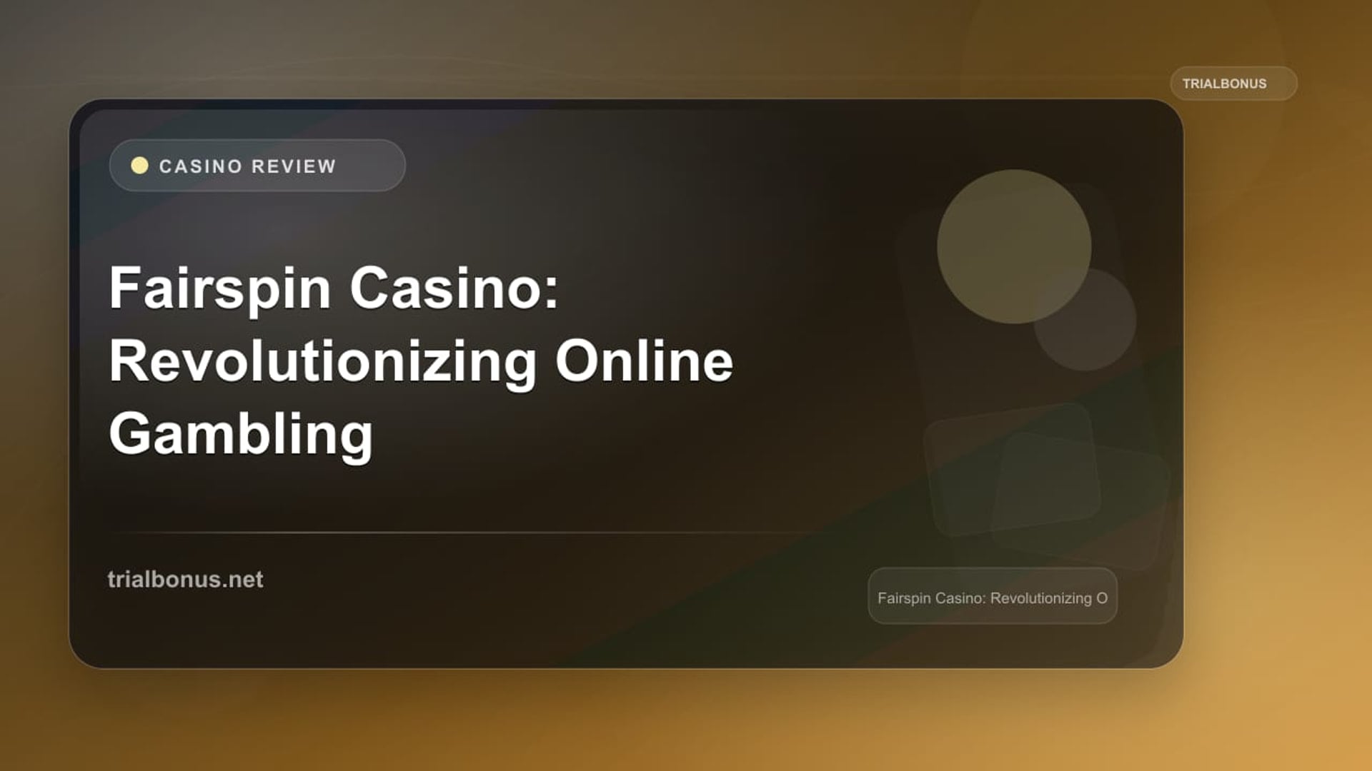 Fairspin Casino: Revolutionizing Online Gambling review