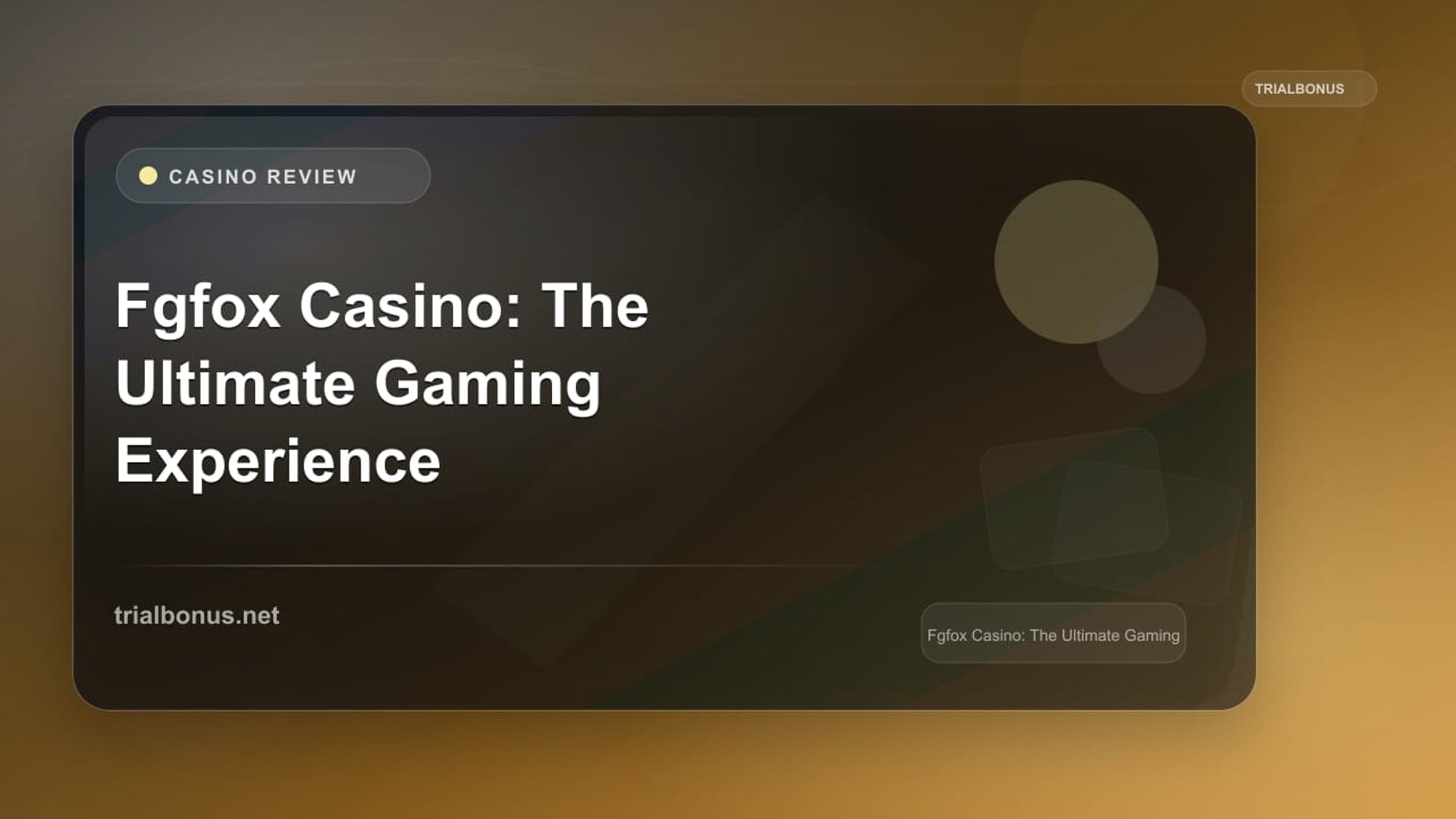Fgfox Casino: The Ultimate Gaming Experience review