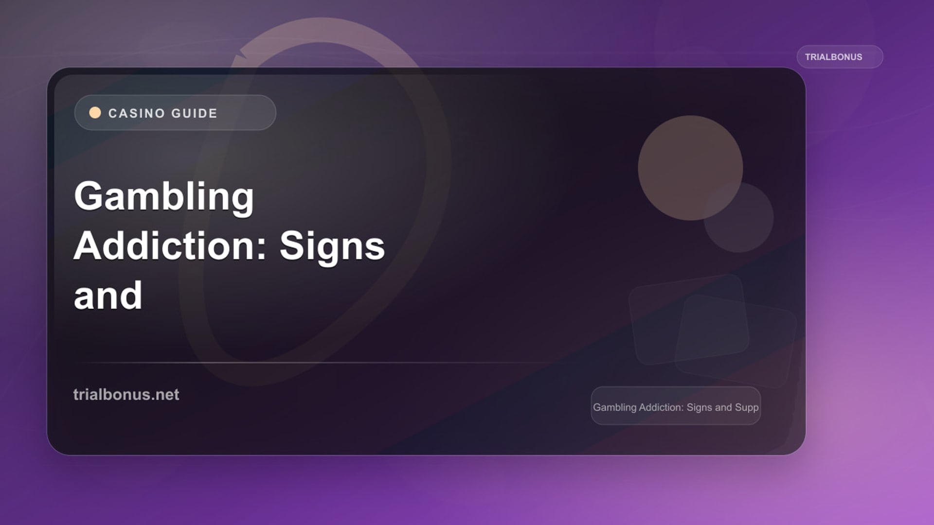 Gambling Addiction: Signs and Support review