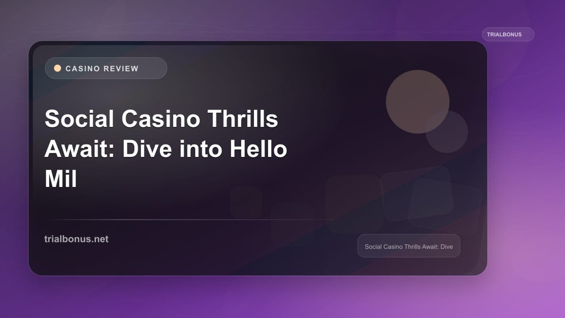 Social Casino Thrills Await: Dive into Hello Millions review