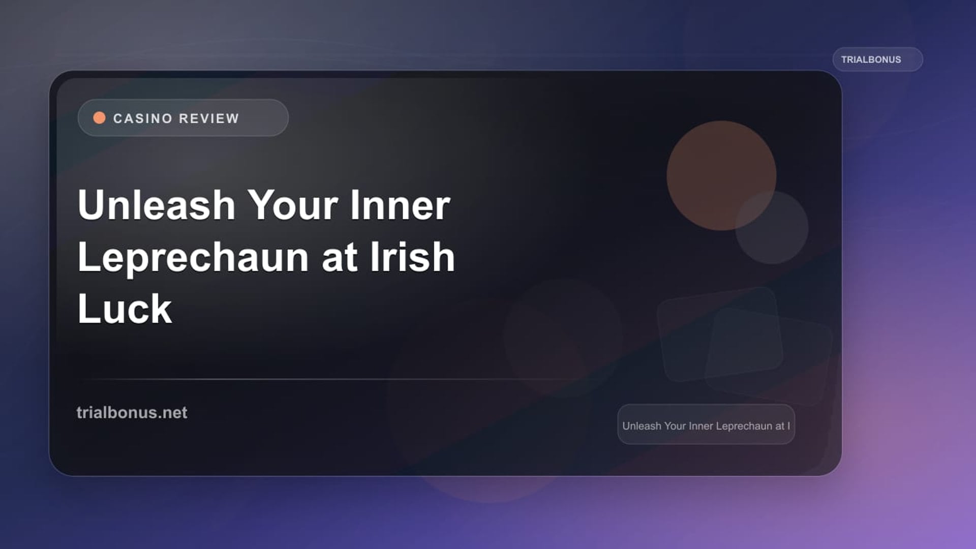Unleash Your Inner Leprechaun at Irish Luck Casino review