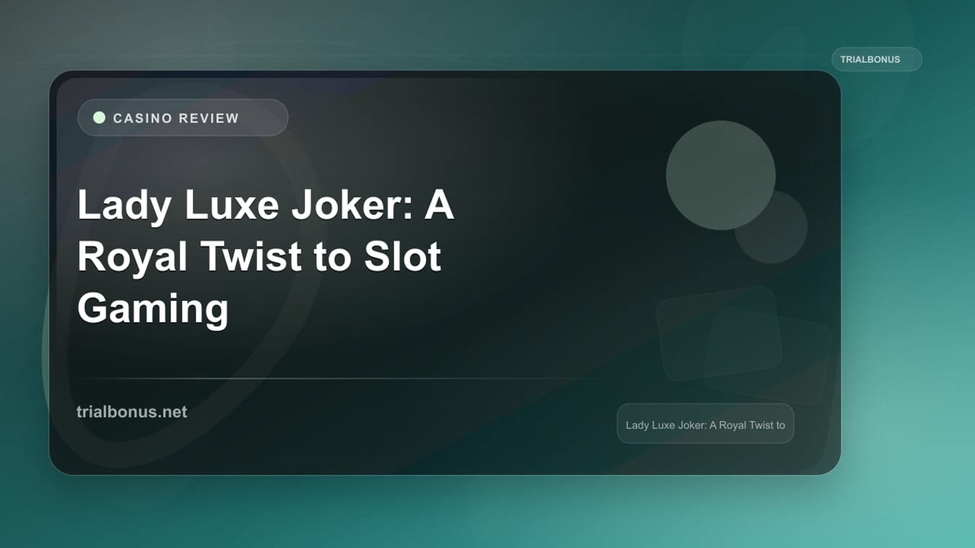 Lady Luxe Joker: A Royal Twist to Slot Gaming review