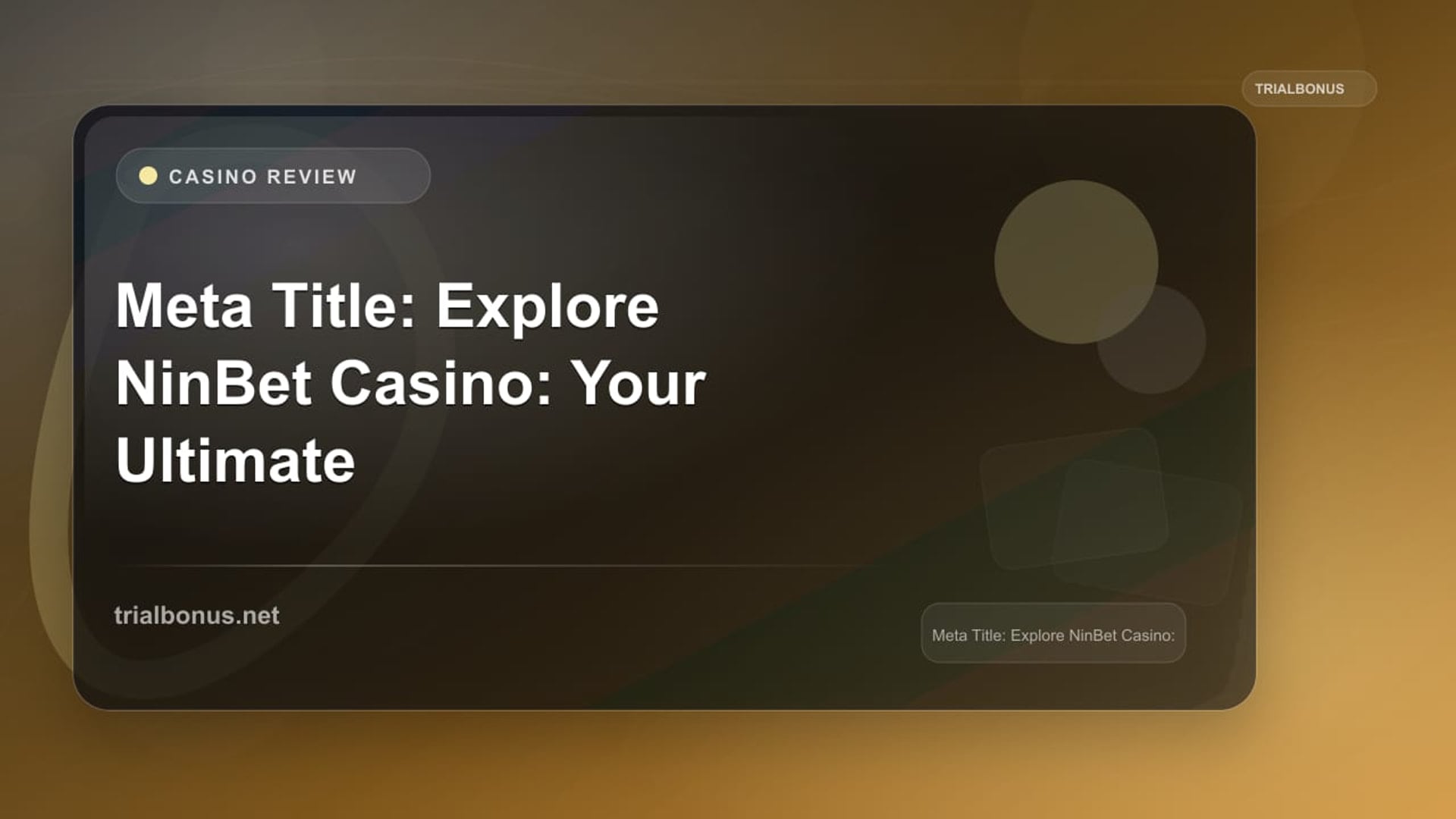 Meta Title: Explore NinBet Casino: Your Ultimate Gaming Destination review