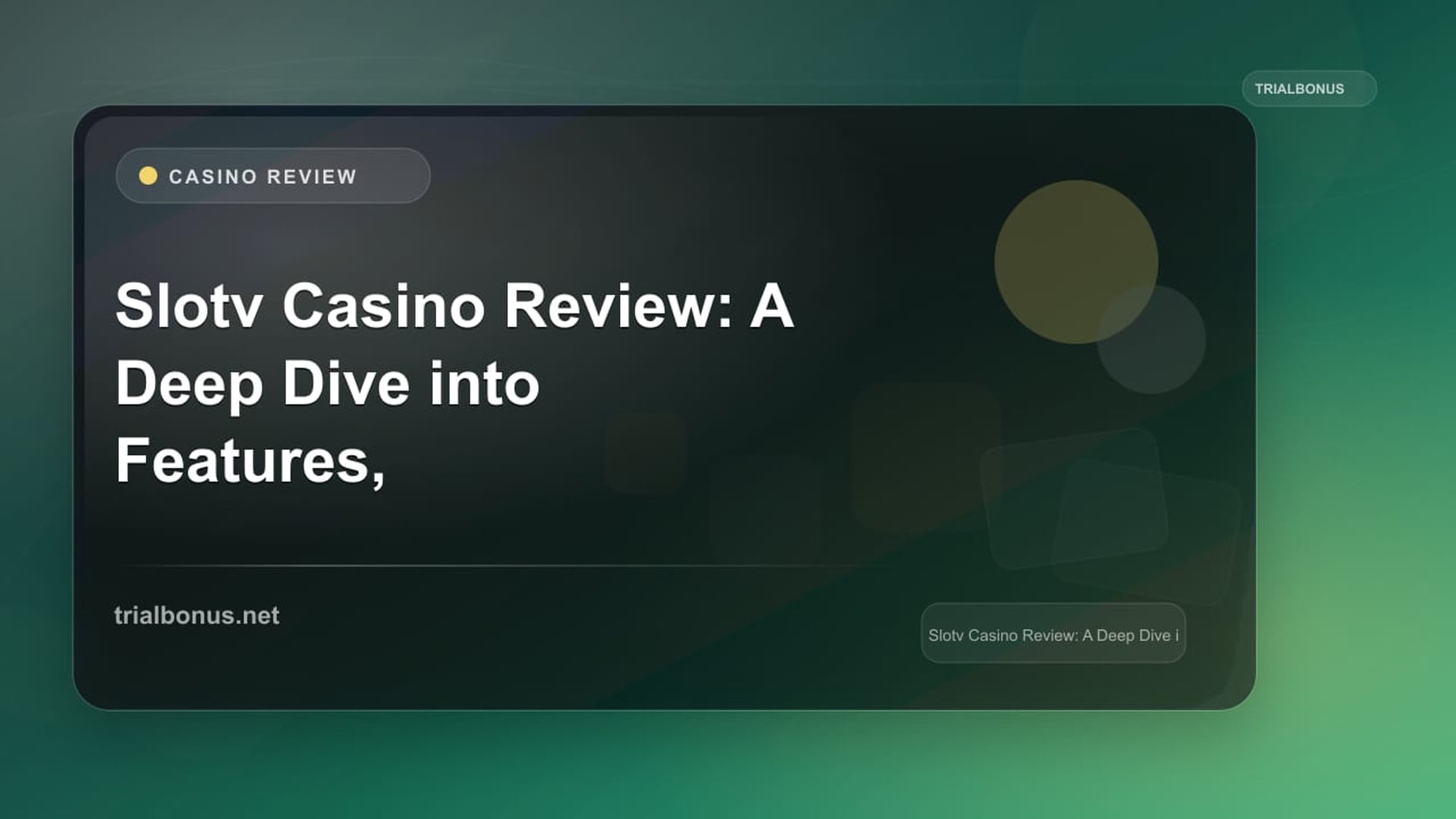 Slotv Casino Review: A Deep Dive into Features, Games, and Services review