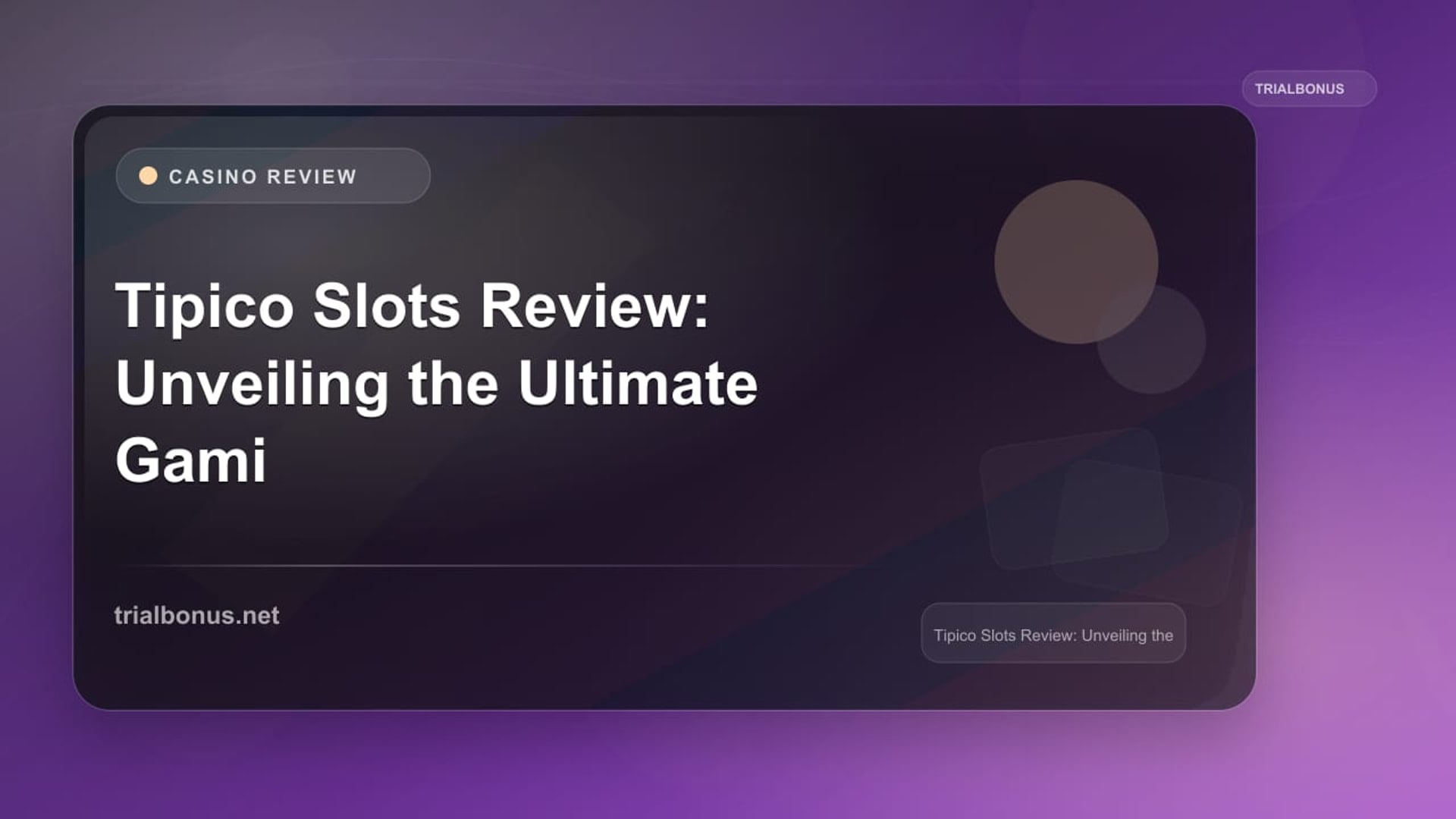 Tipico Slots Review: Unveiling the Ultimate Gaming Experience review