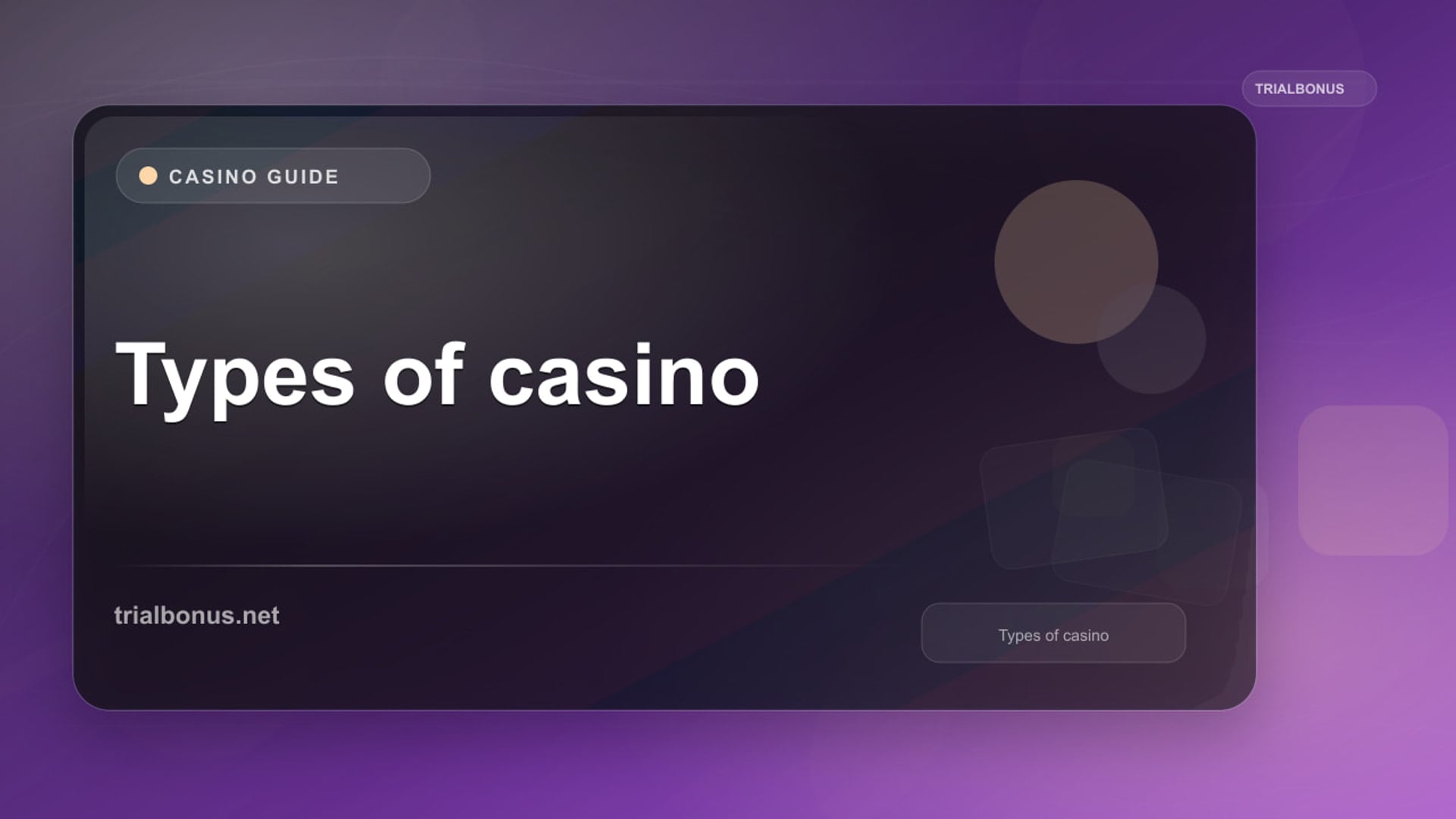 Types of online casino UK Guide review
