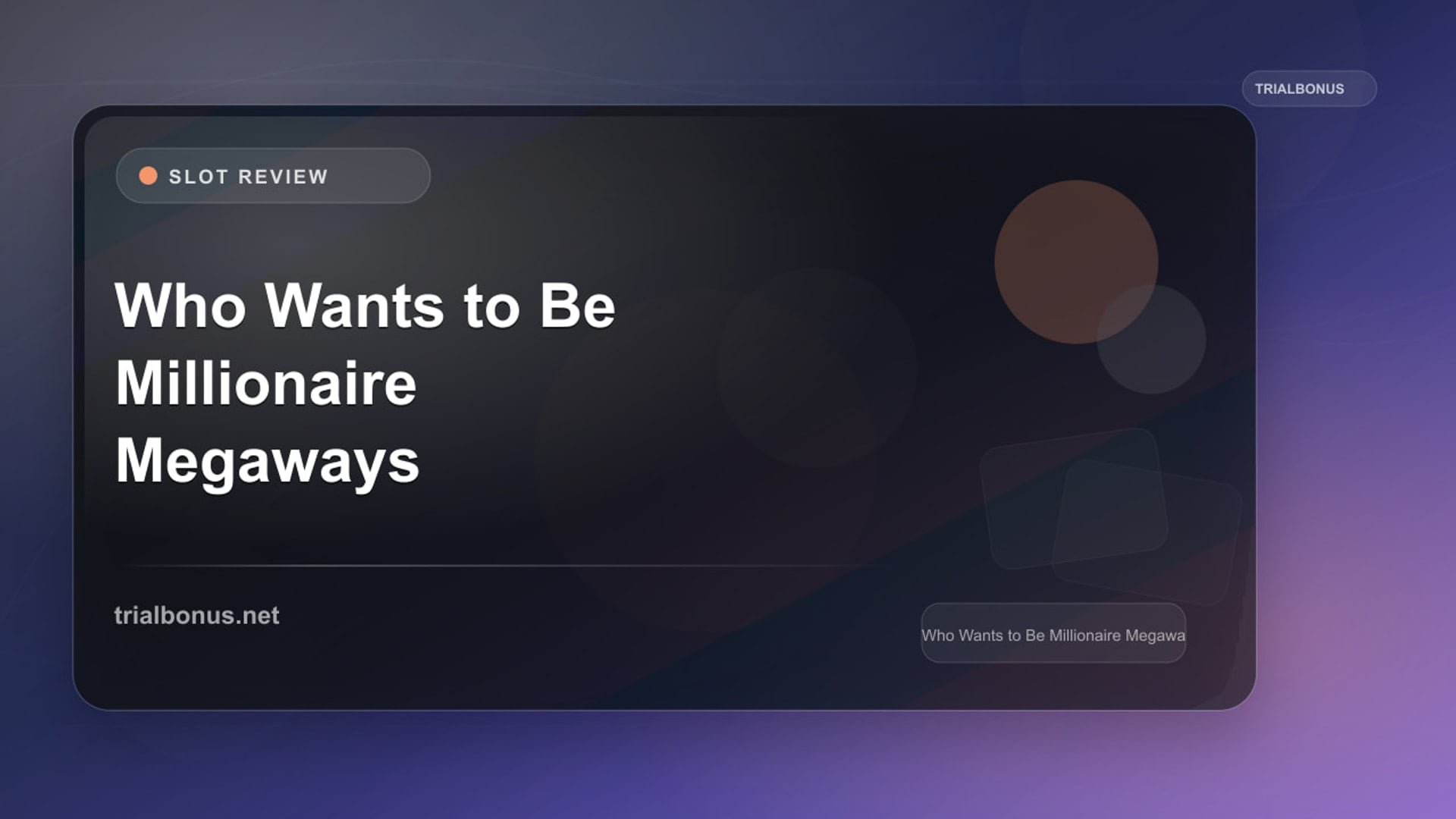 Who Wants to Be a Millionaire Megaways Slot review