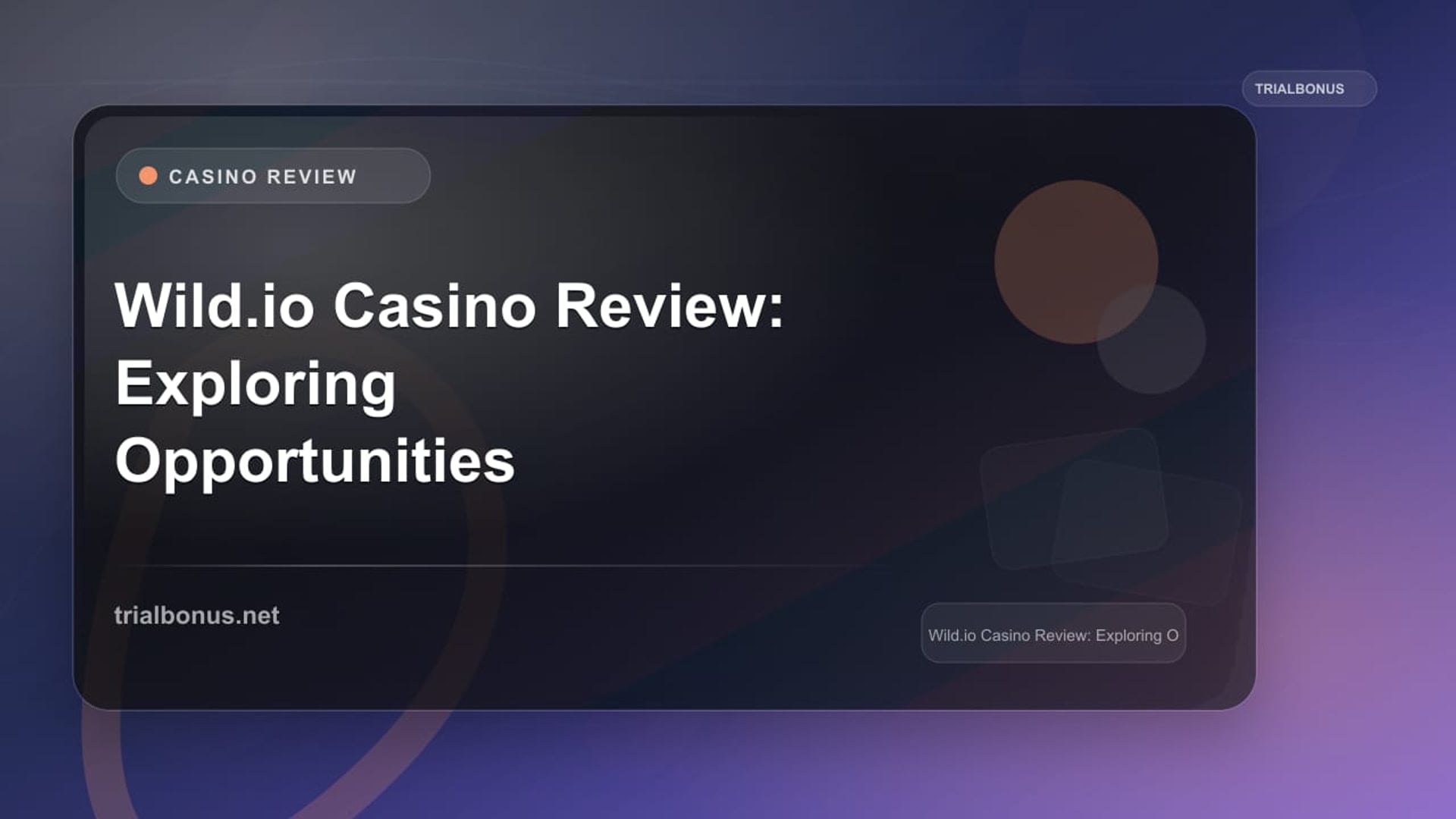 Wild.io Casino Review: Exploring Opportunities in Crypto Gambling review