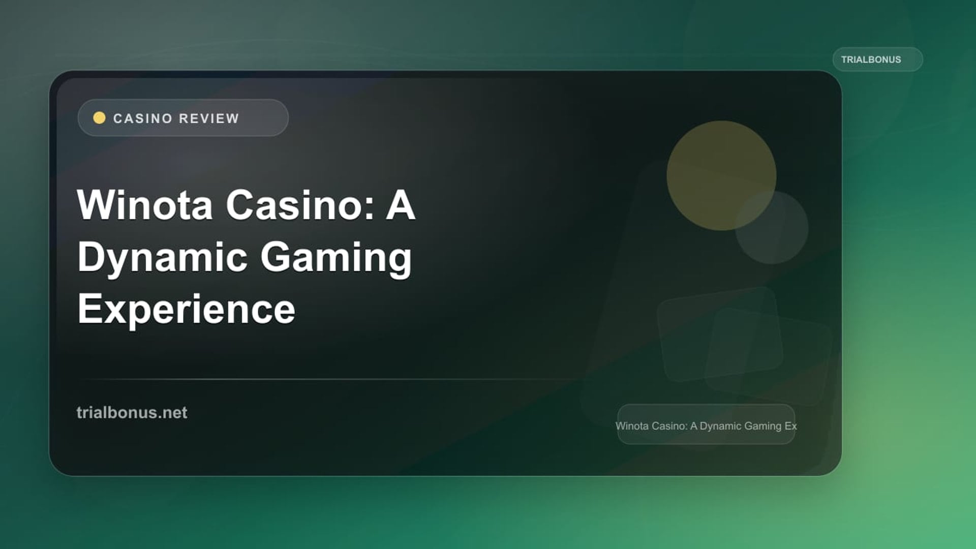 Winota Casino: A Dynamic Gaming Experience review